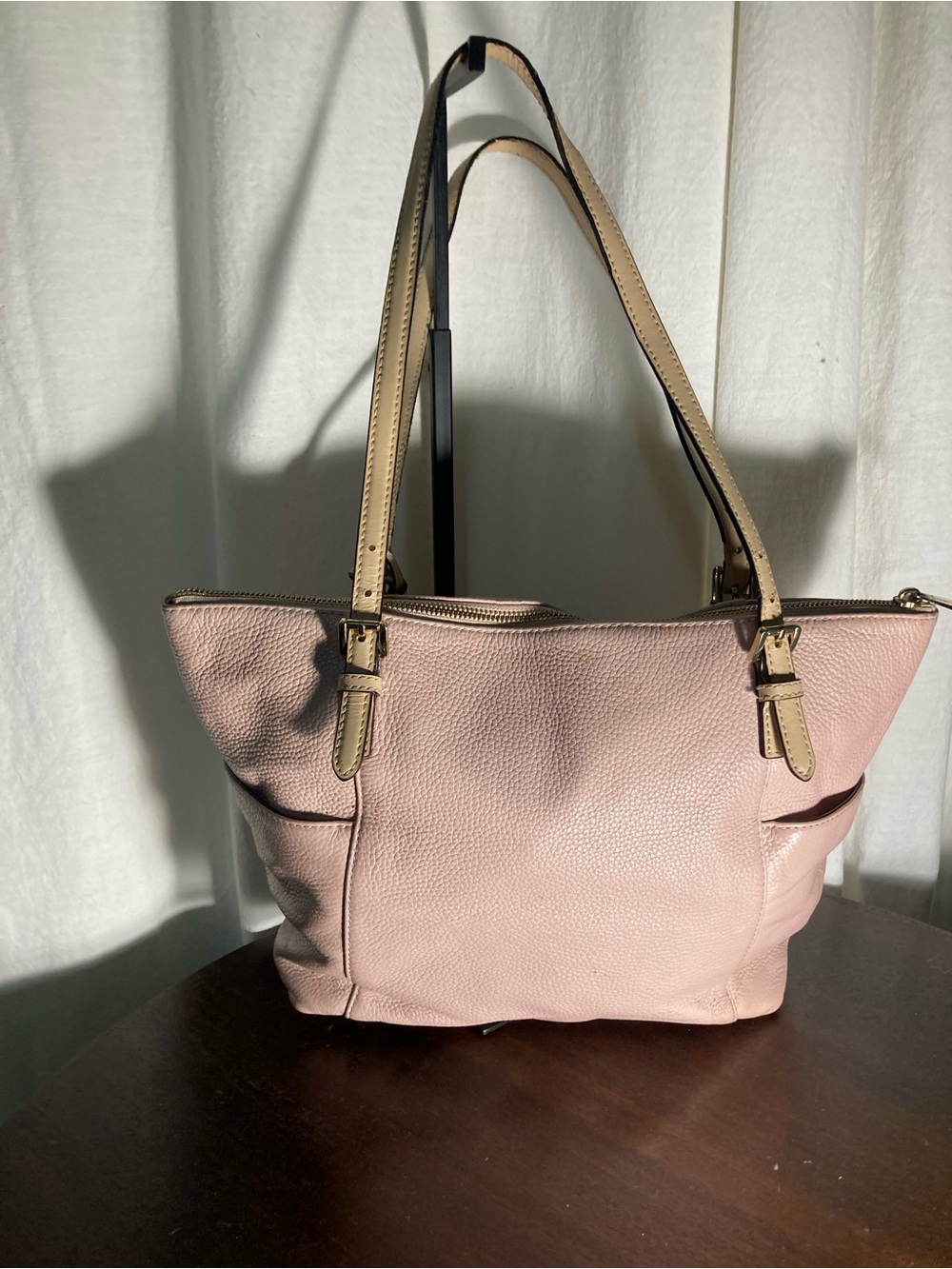 Michael Kors pebbled leather Women's Blush Pink Tote Bag with Tan Straps
